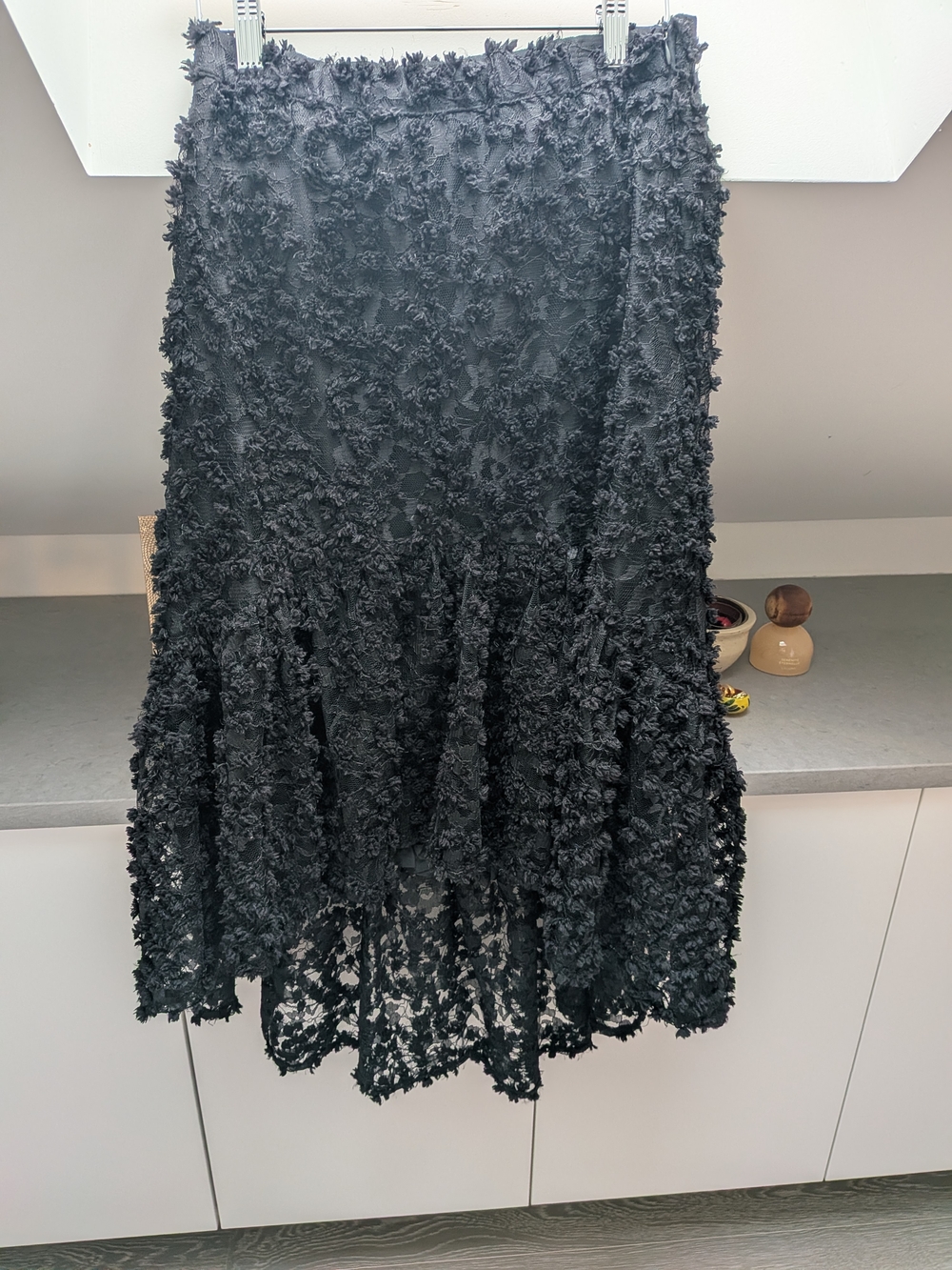 Zara Textured Black Midi Skirt